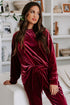 Plush Velvet Long Sleeve Top And Pant Set