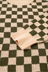 Checkered Drop Shoulder Long Sleeve Knit Sweater