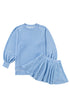 Corded Lantern Sleeve Ruffled Skort Two Piece Dress