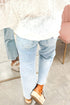 Denim Sequin Rugby Pattern Raw Hem Jeans