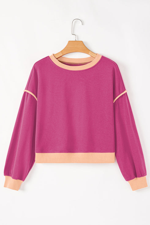 Paneled Loose Pullover And Lace Up Skort Two Piece Set