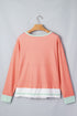Striped Pattern Raw Seam Long Sleeve Top