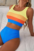 Sporty Color Block Tank Top High Waist Bikini Set