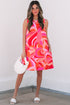 Abstract Blossoms Sleeveless Shift Dress