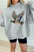 Western Mallard Duck Printed Graphic Baggy Mock Neck Sweatshirt