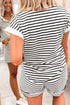 Preppy Striped Half Button Top And Short Set