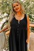 Solid Sleeveless Button Front Loose H Line Jumpsuit
