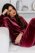 Plush Velvet Long Sleeve Top And Pant Set