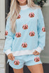 Striped Sequined Pumpkin Baggy Pullover Shorts Two Piece Set
