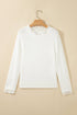 Lace Trim Neck Cuff Patchwork Long Sleeve Pullover Sweater