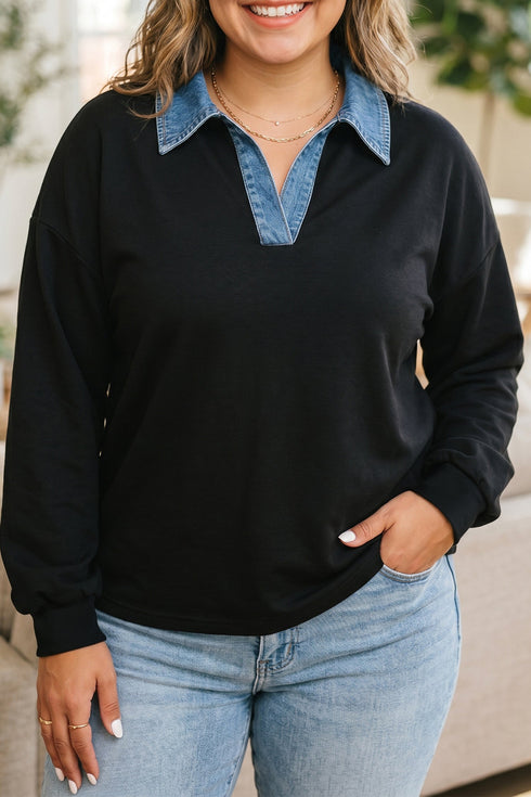V Neck Tunic Shift Long Sleeve Top