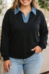 V Neck Tunic Shift Long Sleeve Top
