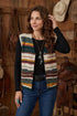 Striped Button Front Sleeveless Knit Regular Fit Sweater Vest