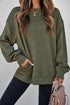 Textured Round Neck Drop Shoulder Pullover Sweatshirt