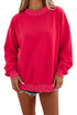 Mock Neck Plaid Pattern Trim Oversized Sweatshirt
