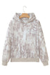 Abstract Print Ribbed Cuffs Hem Long Sleeve Hoodie