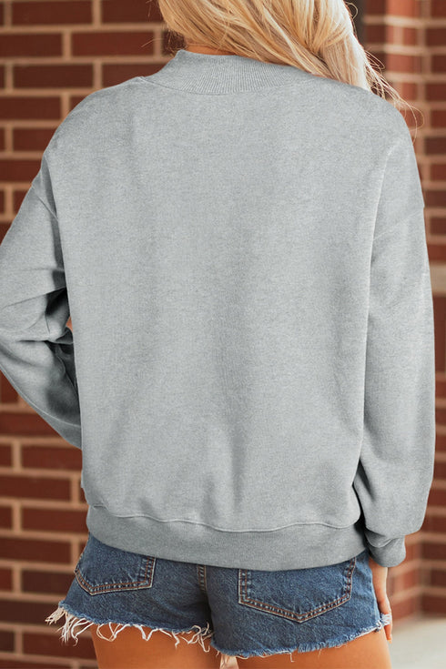 Cowgirl Rodeo Print Western Mock Neck Sweatshirt