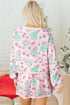 Floral Print Lace Trim Long Sleeve Skirt Dress Set