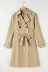 Modern Solid Lapel Collar Waist Tie Wind Coat