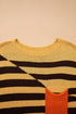 Acrylic Striped Pattern Drop Shoulder Pullover Sweater