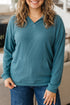 Viscose Ribbed Drop Shoulder Long Sleeve Top