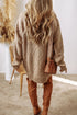 Long Sleeve Cable Knit Crew Neck Sweater Dress