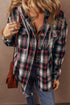 Plaid Print Chest Pocket Button Down Hooded Shacket
