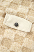 Checkered Corduroy Trim Metal Button Sherpa Jacket