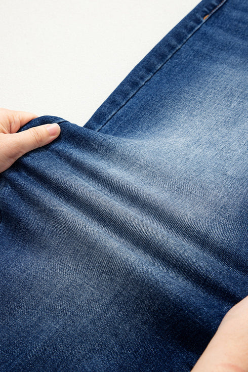 Seam Detail Raw Hem Ankle Length Denim Jeans