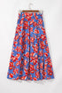 Bohemian Floral Print Tiered Split Maxi Skirt