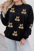 Sequin Pumpkin Graphic Relaxed Spooky Pullover Sweatshirt