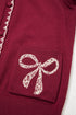 Bow Pocket Collared Long Sleeve Knit Cardigan