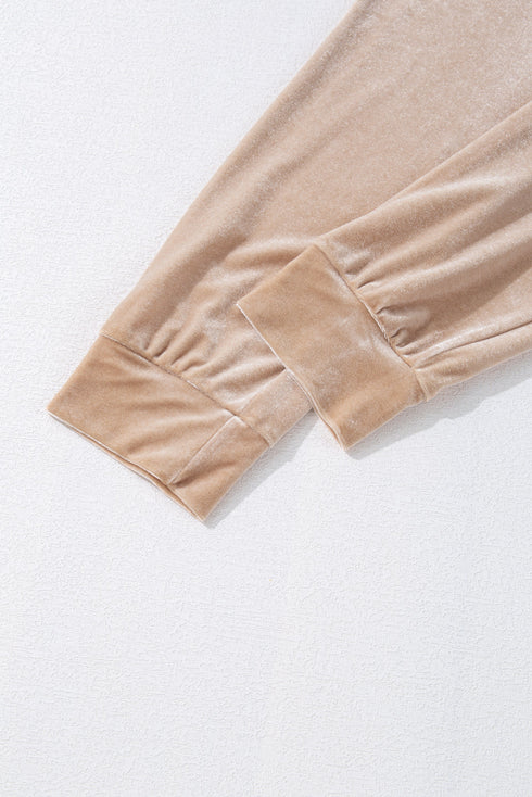 Plush Velvet Zipped Top And Jogger Pant Set