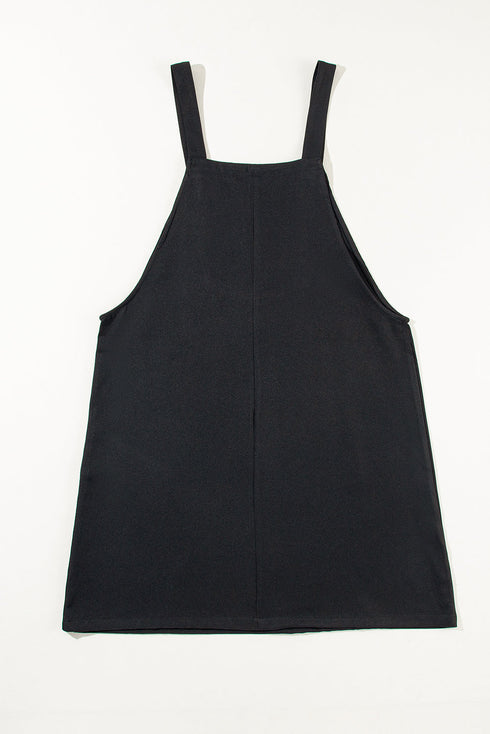 Minimalist Button Strap Pinafore Overall Dress