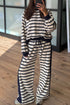 Striped Relaxed Long Sleeve Top Drawstring Pant Set
