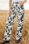 Abstract Print Metal Button Regular Fit Full Length Jeans