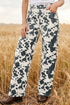 Abstract Print Metal Button Regular Fit Full Length Jeans