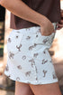 Western Print Cactus Horse Bull Denim Skirt