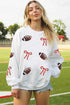 Polyester Sequin Rugby Bow Graphic Pullover Sweatshirt