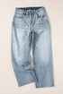 Exclusive Distressed Raw Edge Straight Denim Jeans