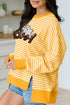 Boo Sequin Ghost Stripe Split Hem Long Sleeve Tee