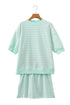 Stripe Ribbed Trim Skort Two Piece Set
