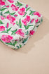 Sweet Floral Print Striped Trim A Line Dress