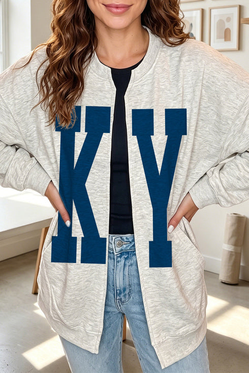Ky Lettering Open Front Tunic Graphic Sweatshirt