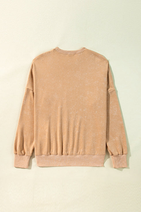 Oversized Mineral Wash Graphic Print Split Hem Sweatshirt