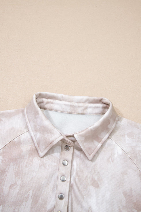 Abstract Woodland Print Balloon Sleeve Pullover Skort Two Piece Dress