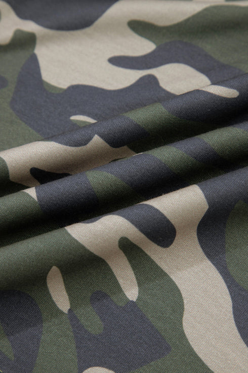 Western Utility Camo Print Tie Waist Pocket Shorts