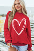 Sketch Heart Graphic Mock Neck Pullover Sweatshirt