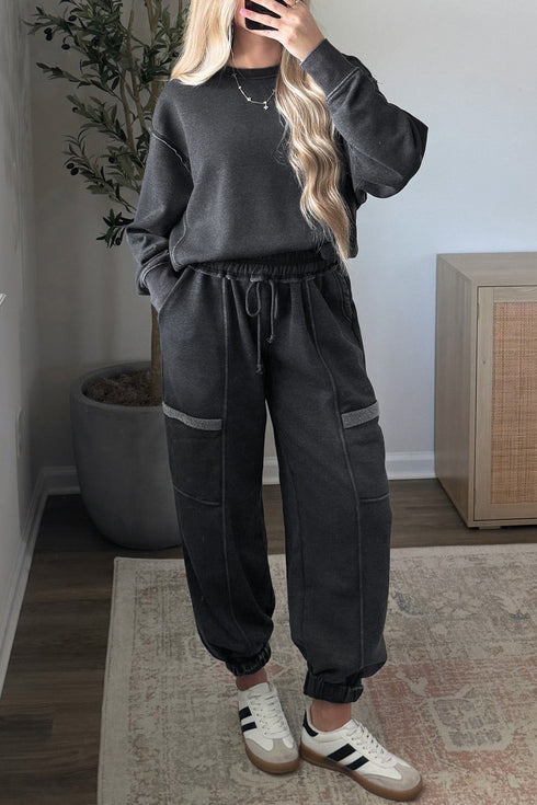 Polyester Cotton Seamed Coordinated Jogger Pant Set