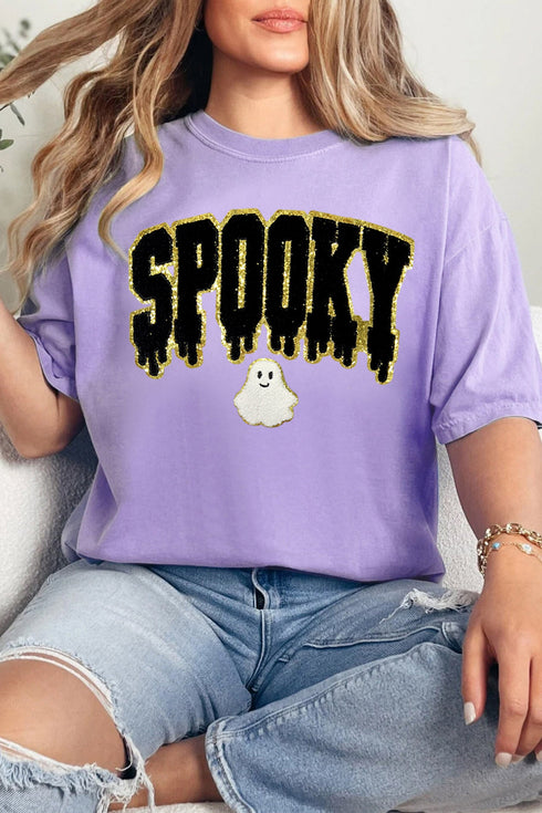 Short Sleeve Round Neck Ghost Letter Print Tee